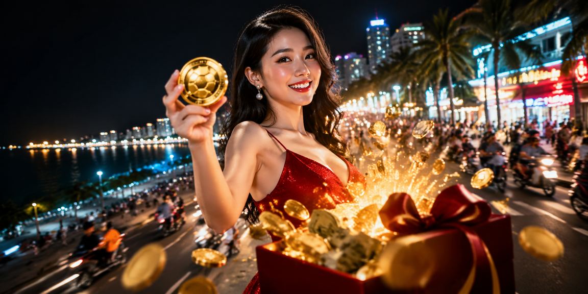 Không gian giải trí casino neon rực rỡ tại Quy Nhơn về đêm